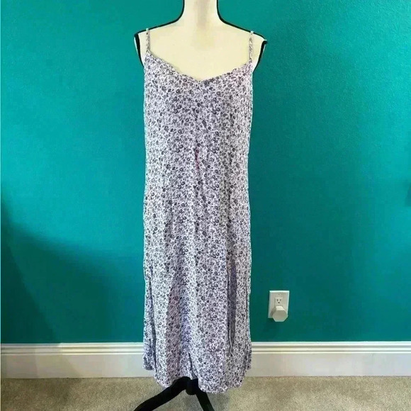 Reformation Crimini Purple Floral Front Slit Midi Slip Dress Size 12 - Picture 2 of 12